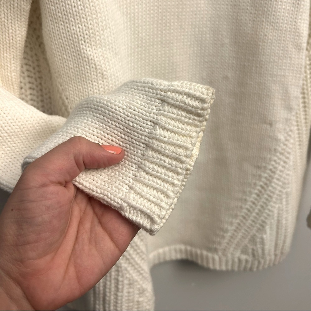 Rachel Zoe Slouchy Oversized Cowl Neck Sweater Turtleneck Ivory White Size S - Picture 5 of 9